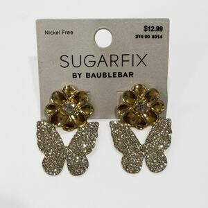 SUGARFIX by BaubleBar Butterfly and Flower Statement Earrings - Gold